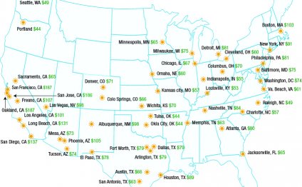 50 largest US cities map: see