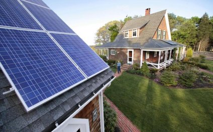Solar panels on a garage near