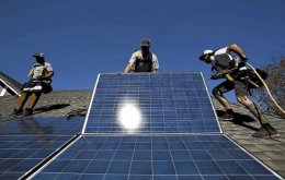 Ca could be the nation's biggest market for solar due to plentiful sunlight and statewide efforts to motivate green power. Above, a crew installs solar energy panels at a home in Camarillo.