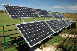 solar power panels absorb sunshine to run a helical rotary pump.